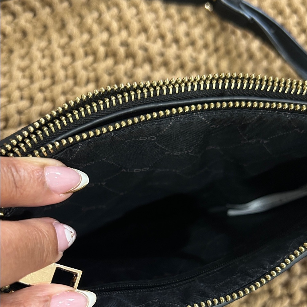 Aldo Black Crossbody Bag with Gold Accents - Picture 4 of 8